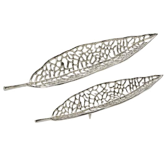 Silver Leaf Aluminum Glam Tray Set